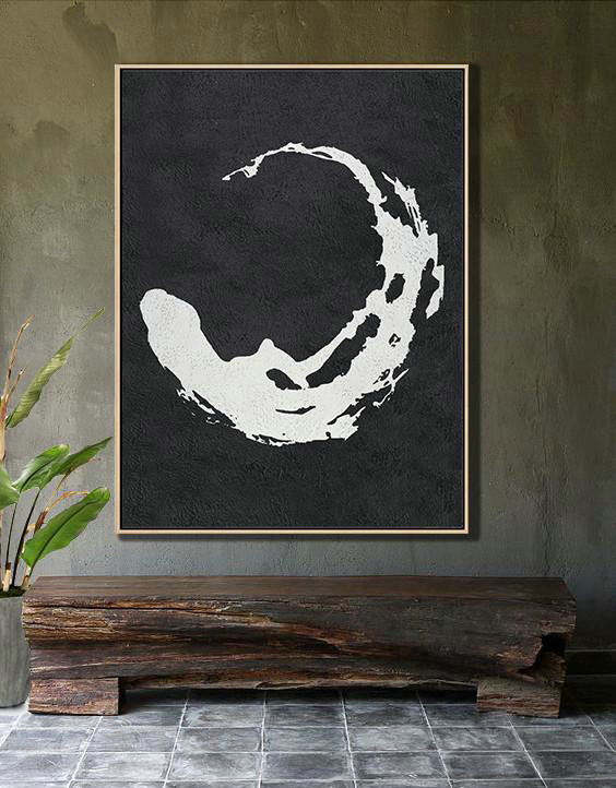 Abstract Oil Painting,Black And White Minimal Painting On Canvas - Hand Painted Canvas Art